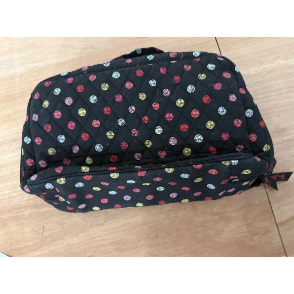 Vera Bradley Quilted Havana Dots Black Makeup Bag Polka Dot Travel Organizer